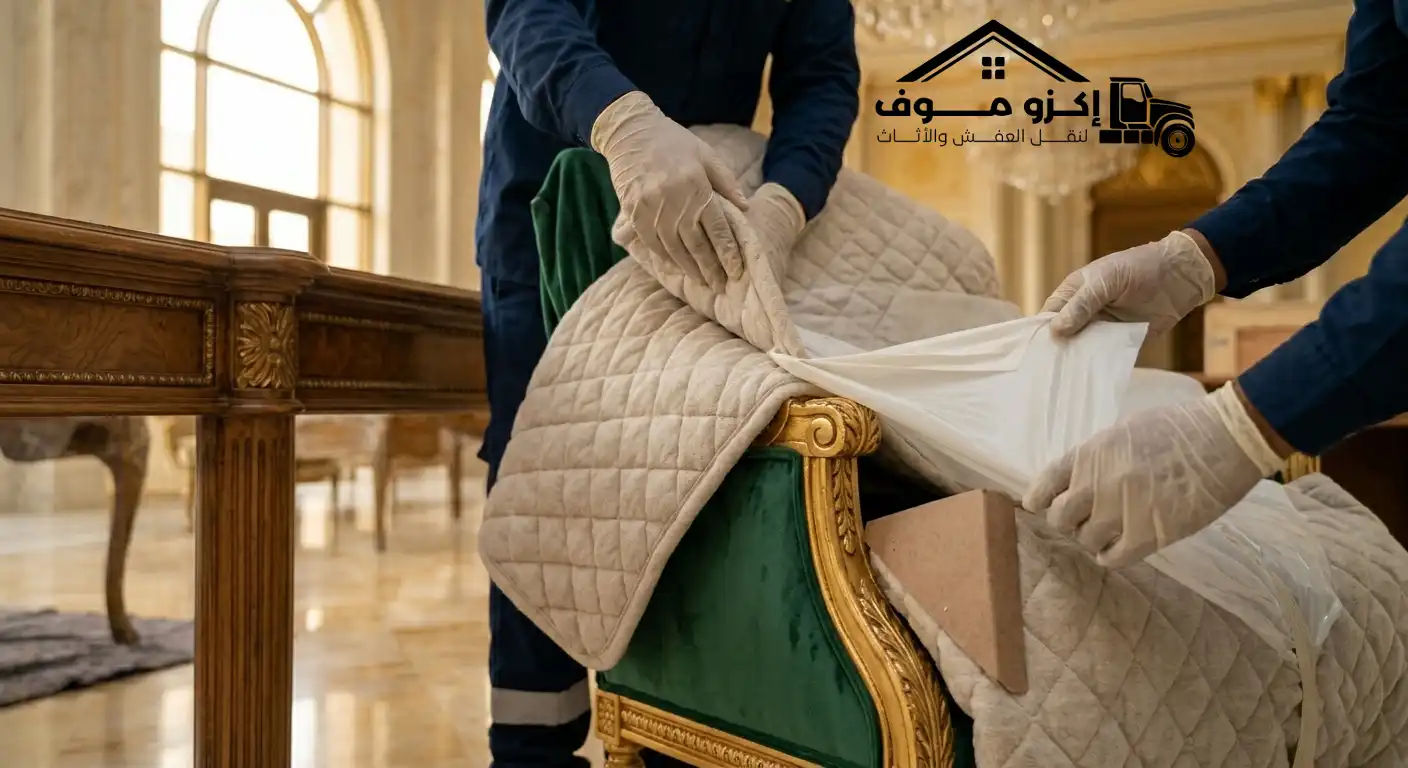 شركة إكزو موف لنقل عفش القصور بالرياض – تغليف فاخر وخدمة احترافية للأثاث